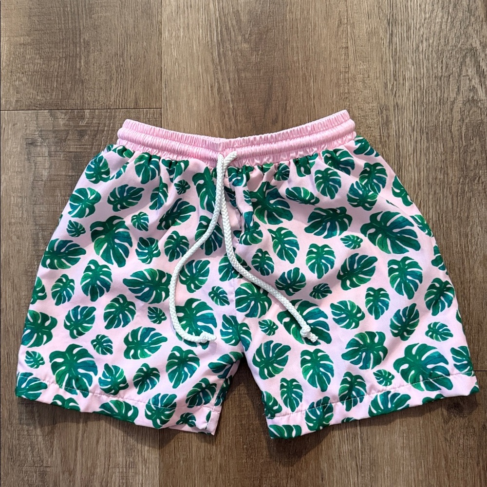 Smocking Dig Boutique palm leaf swim trunks size 6